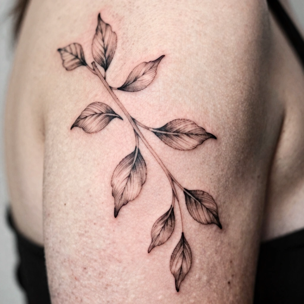 Fine-Line Botanical Vine Tattoo