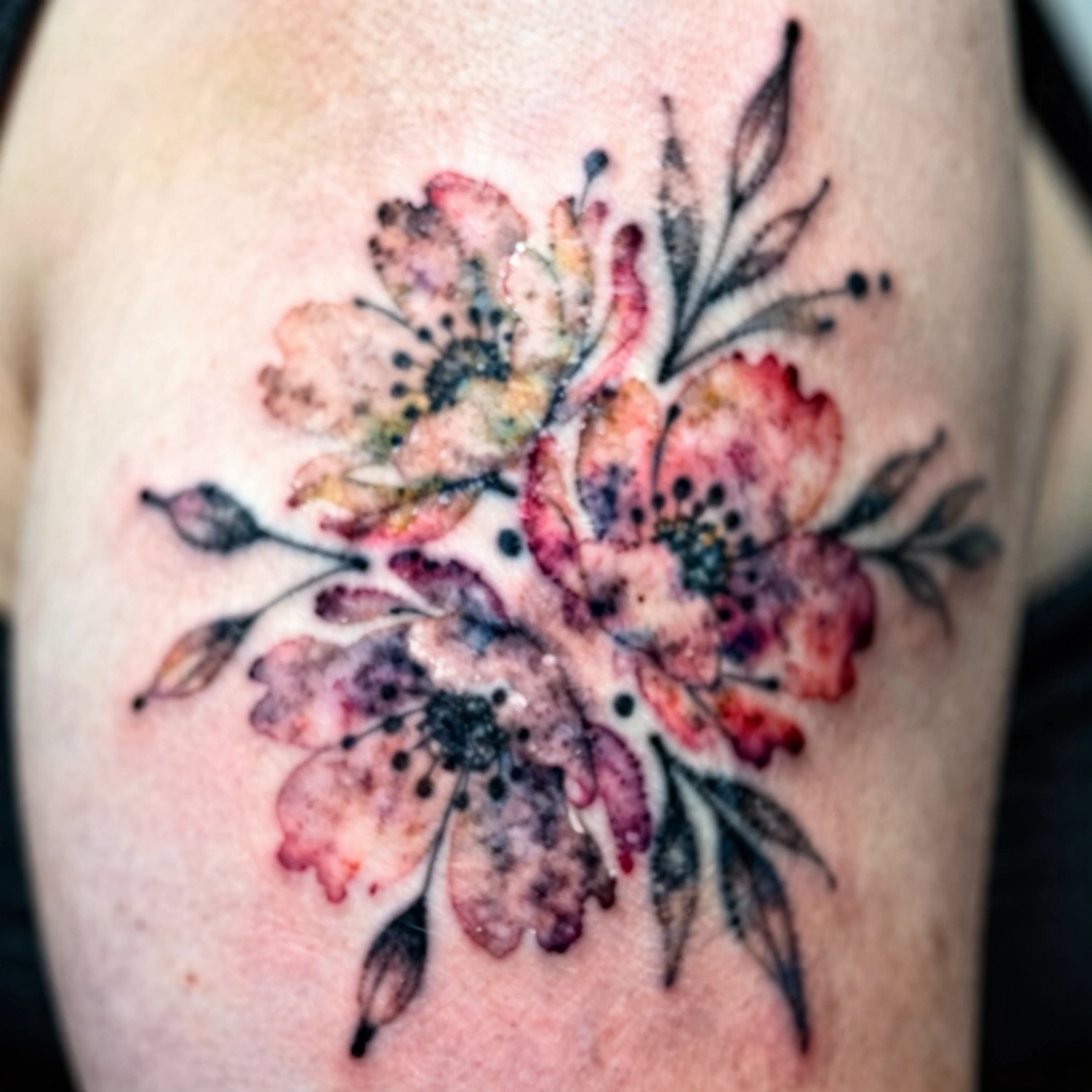 Watercolor-Style Floral Cluster