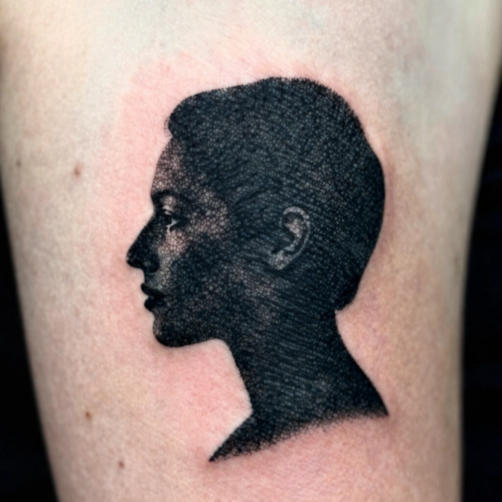 Single-Needle Portrait Silhouette