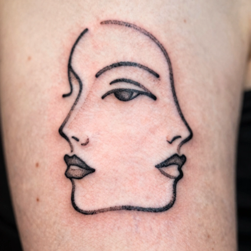Abstract Line Art Face or Figure