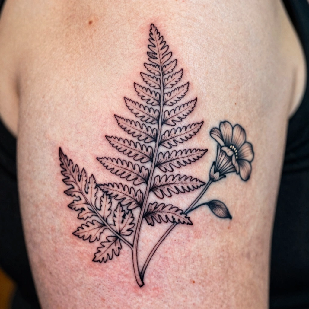 6. Botanical Line Art Fern and Flower