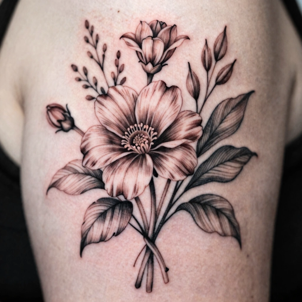 18. Botanical Illustration Style Bouquet