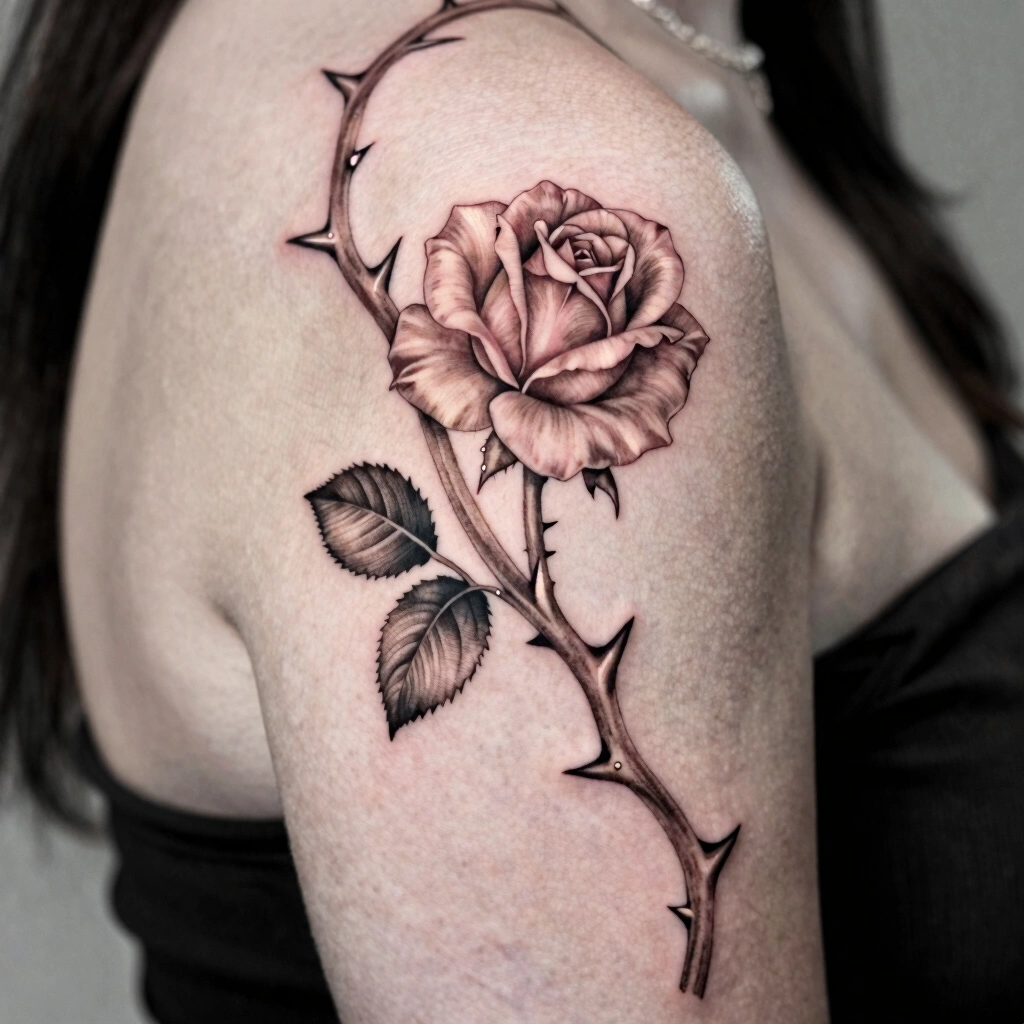 19. Feminine Rose and Thorn Vine