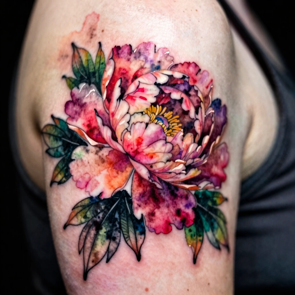 Watercolor Peony Bloom Sleeve