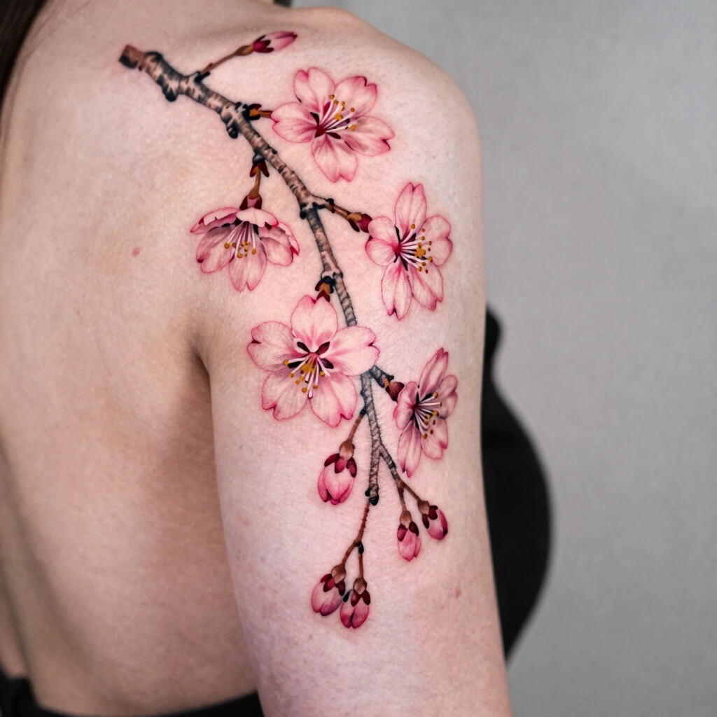 Cherry Blossom Cascade Sleeve