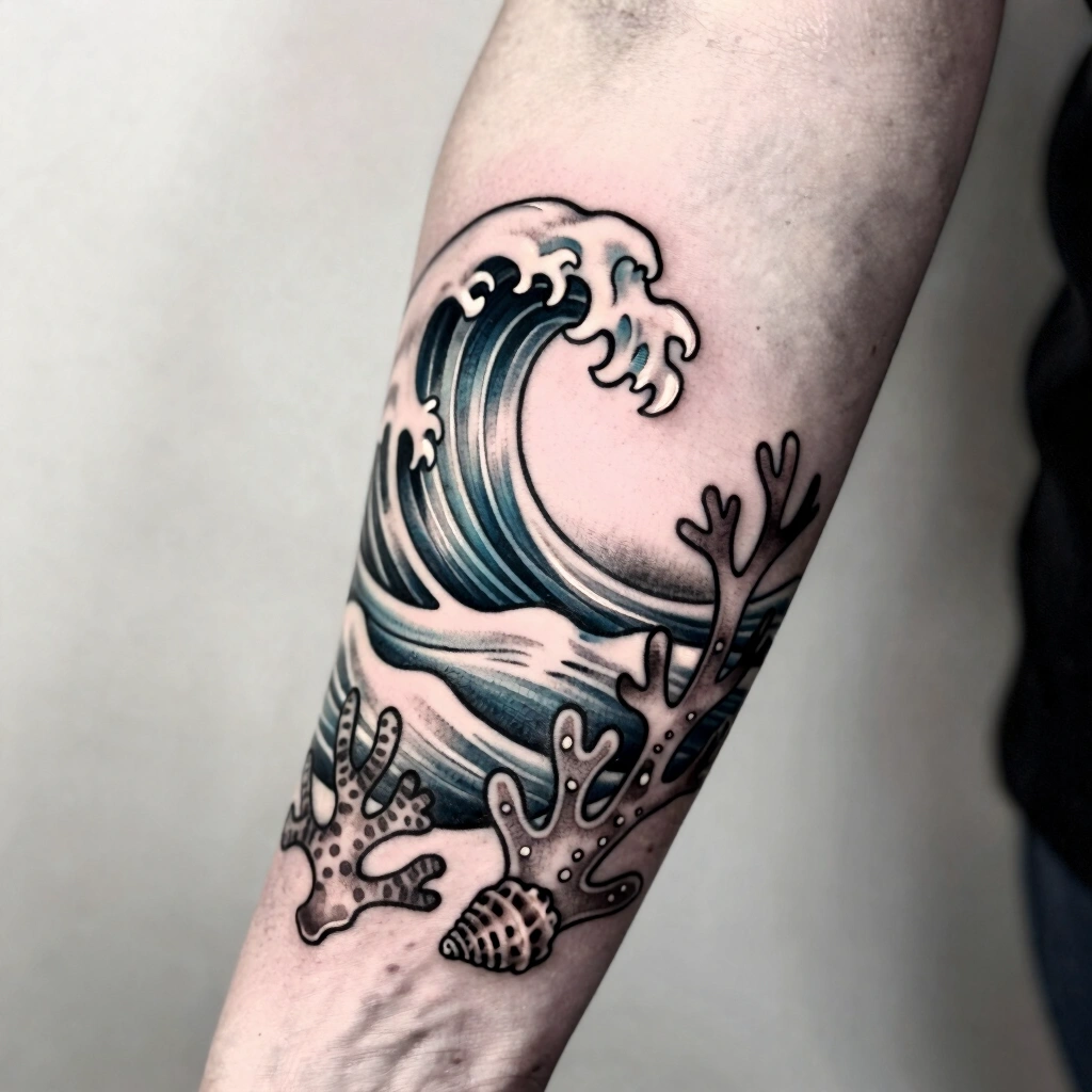 Ocean Wave and Coral Sleeve