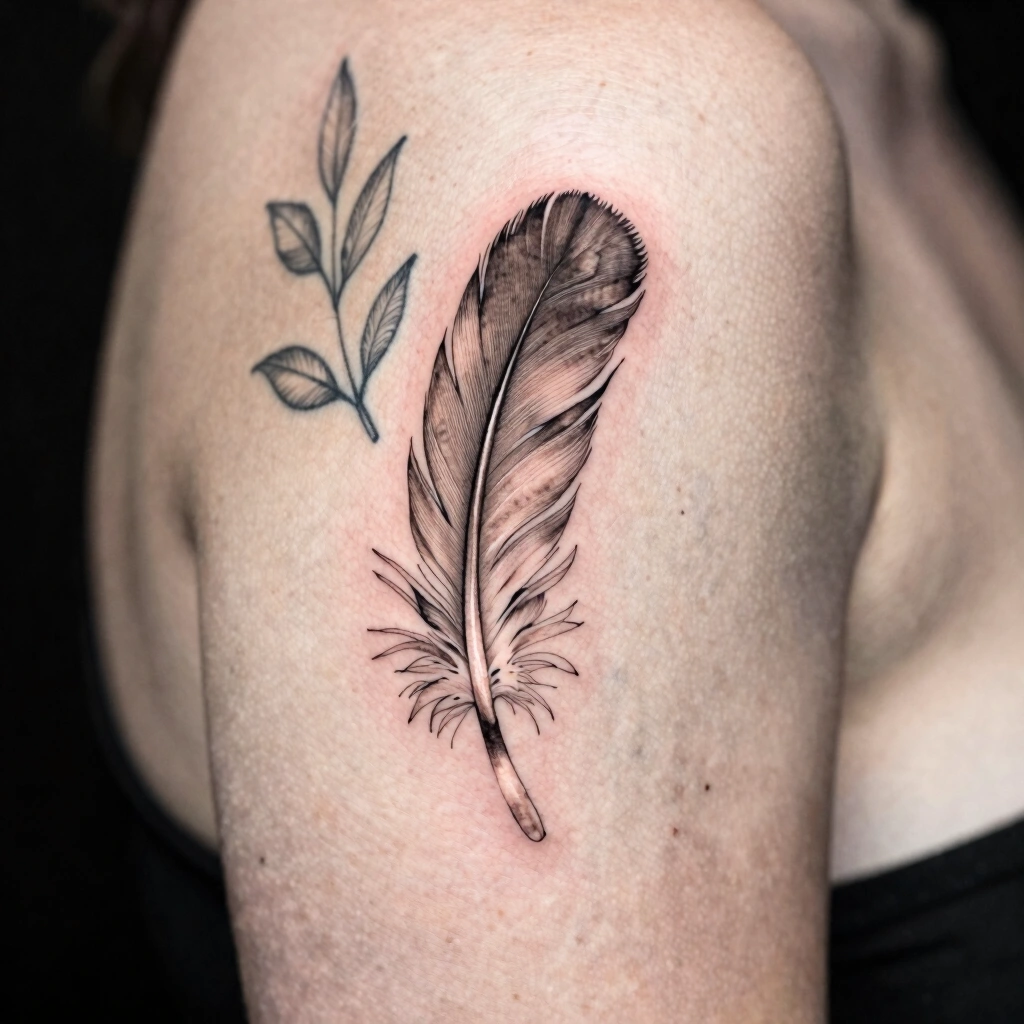 Delicate Feather and Leaf Sleeve