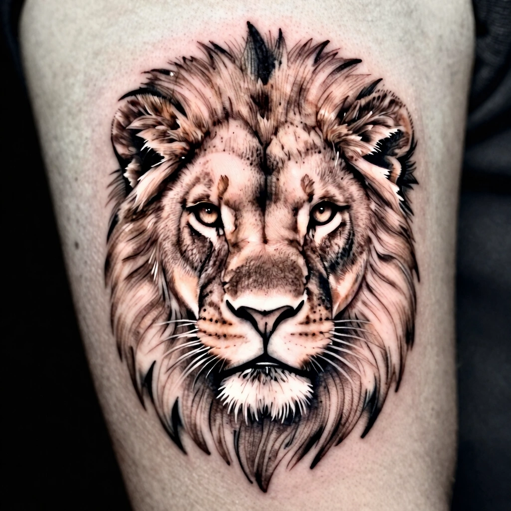 1. Fine-Line Lioness Portrait