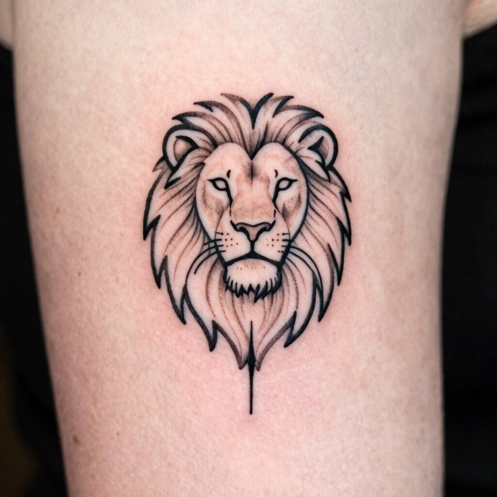 4. Minimalist Single-Needle Lion Outline