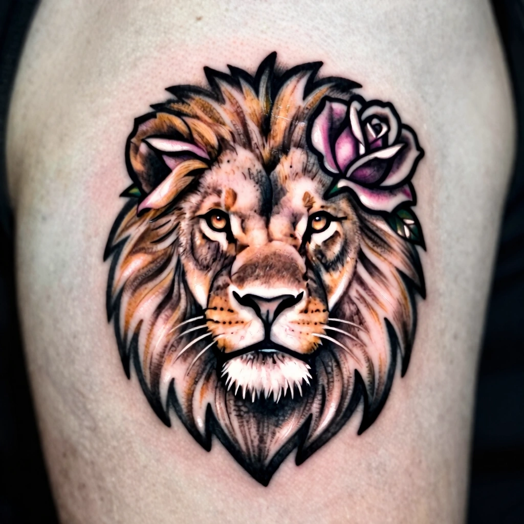 10. Lion with Rose Accents