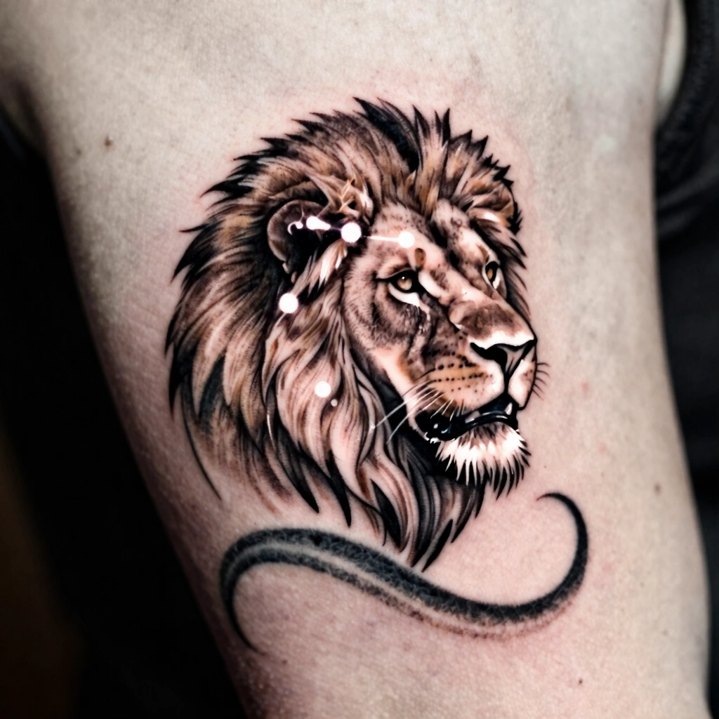 12. Leo Zodiac Lion Tattoo