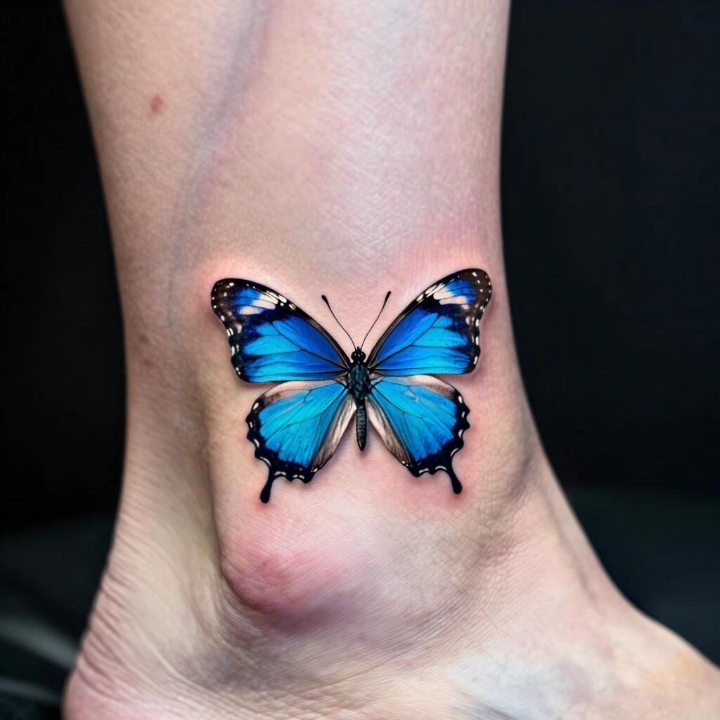 Blue Butterfly on the Ankle