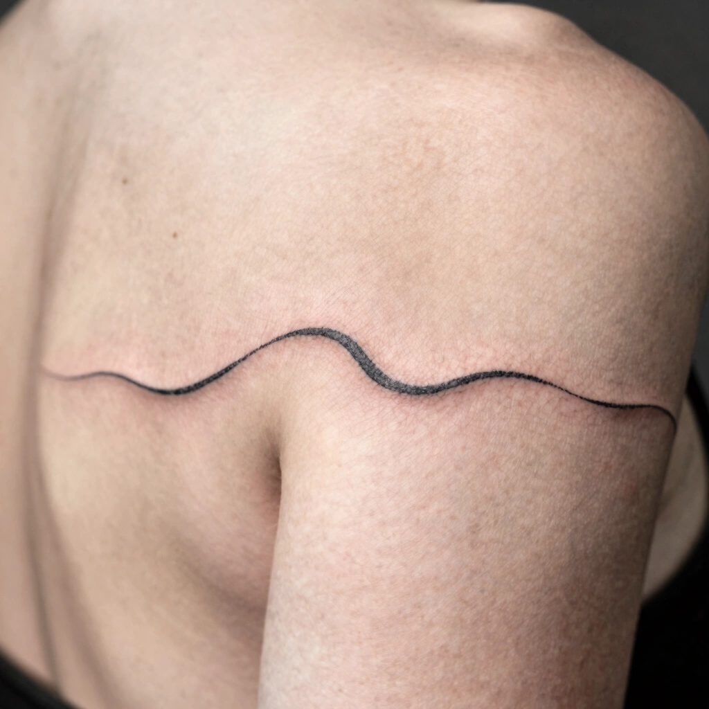 Minimalist Wave Line Tattoo