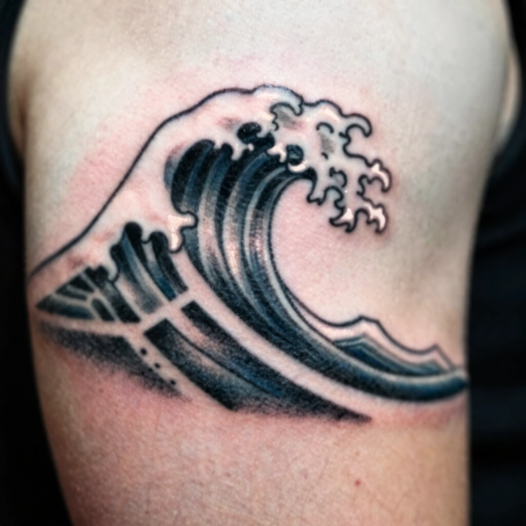 Geometric Wave Tattoo