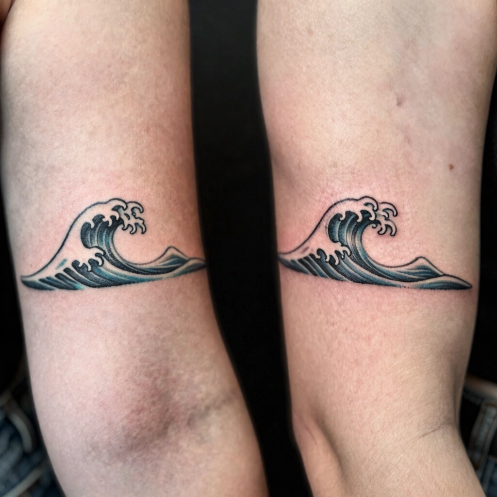 Double Wave Matching Tattoo