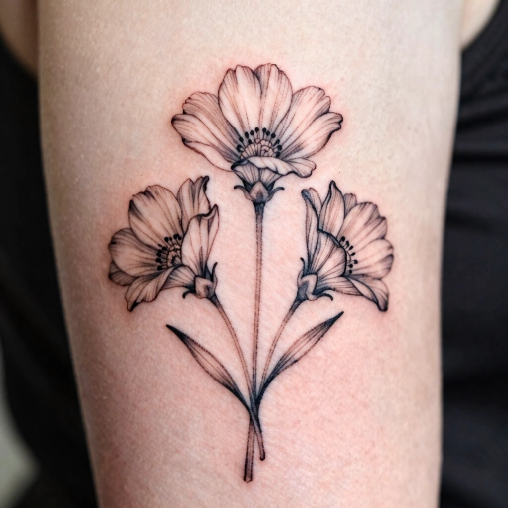 3. Botanical Line Art of a Shared Birth Flower