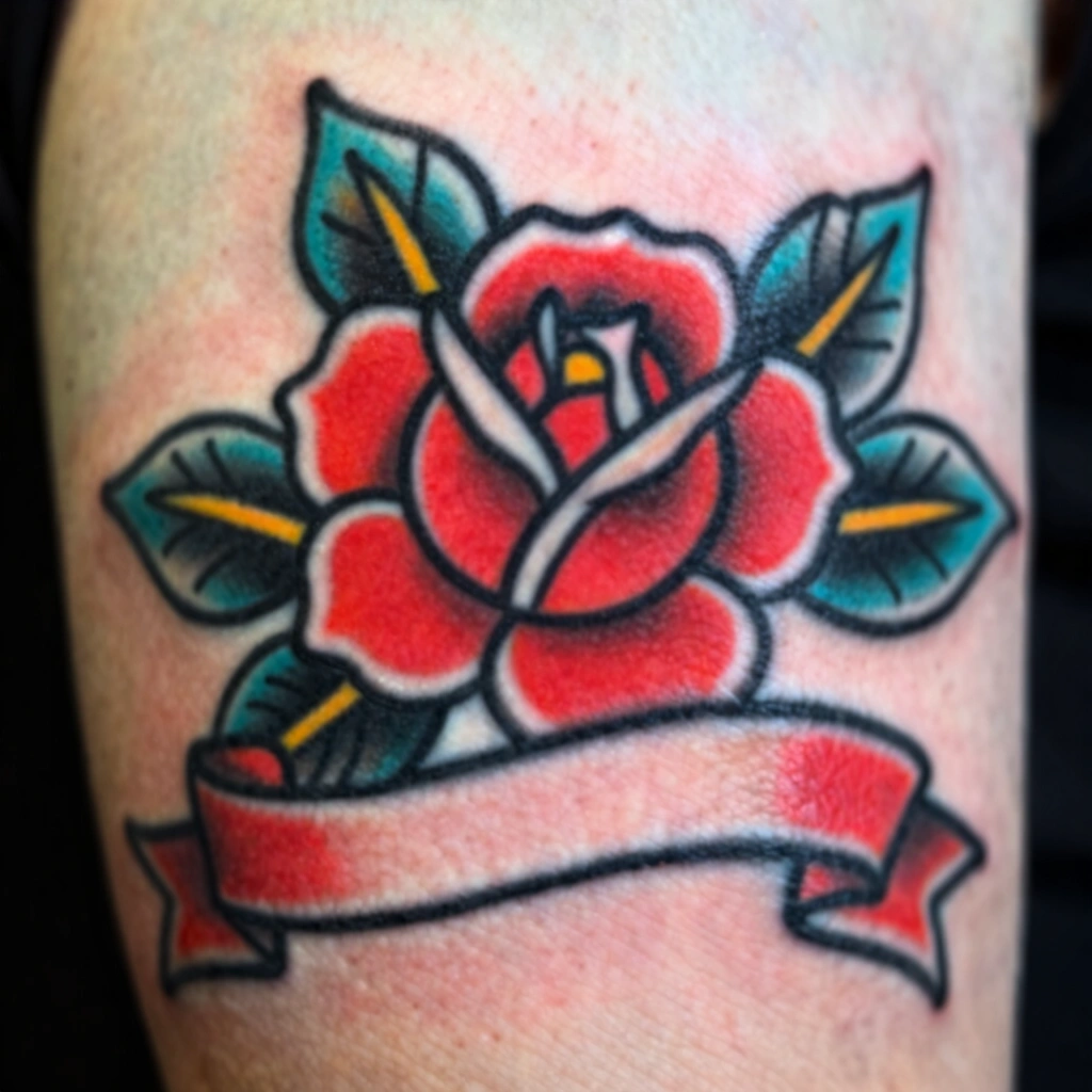 4. Bold Traditional Rose With Banner