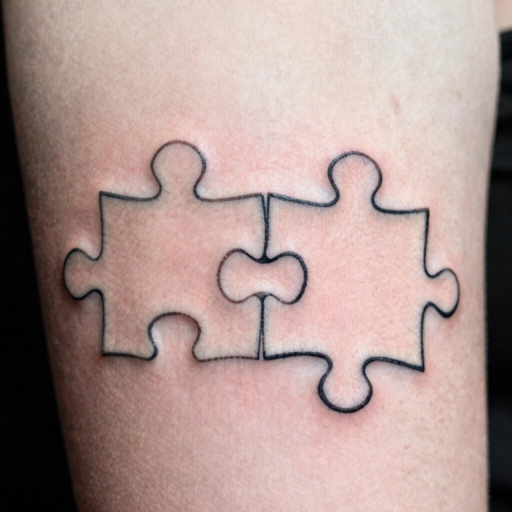 10. Puzzle Piece Tattoo Duo