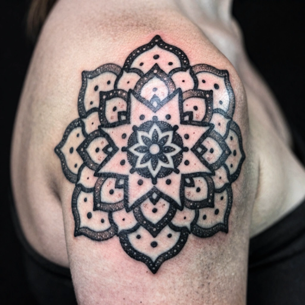 Dotwork Mandala Shoulder Cap