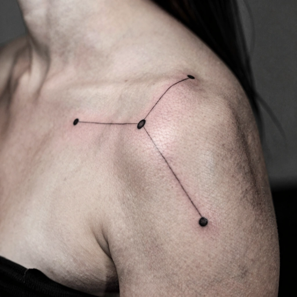 Single-Needle Constellation Shoulder Tattoo