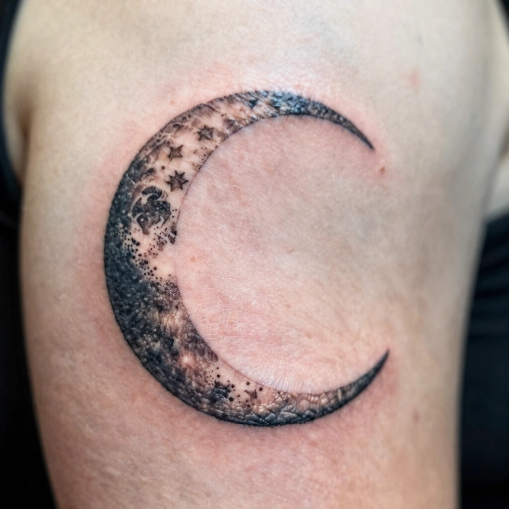 Negative Space Moon Phase Tattoo