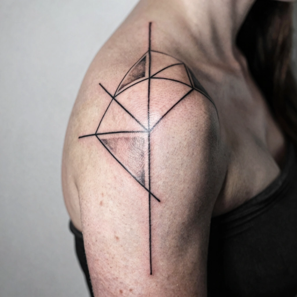 Geometric Line Shoulder Tattoo
