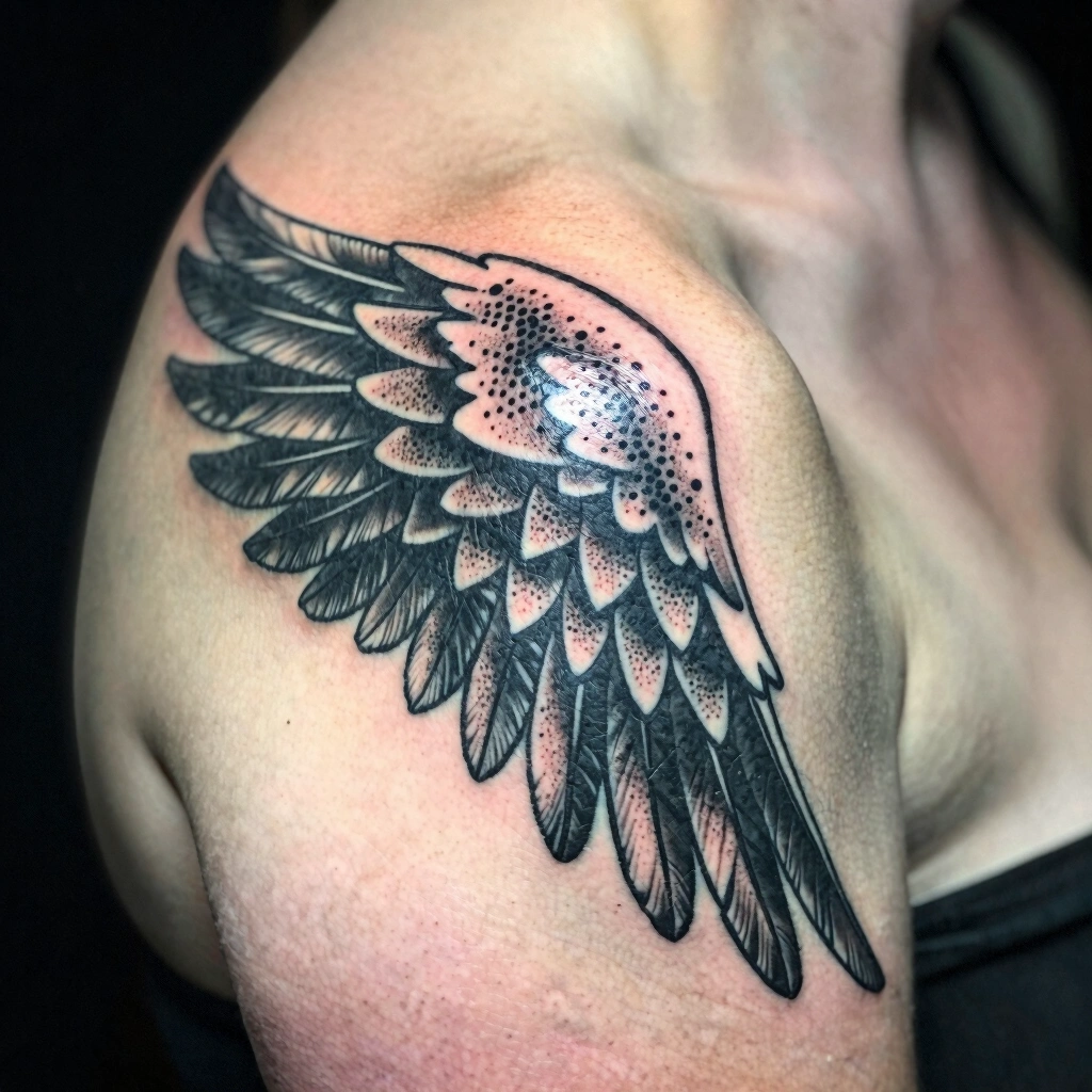Shoulder Cap Wing Tattoo