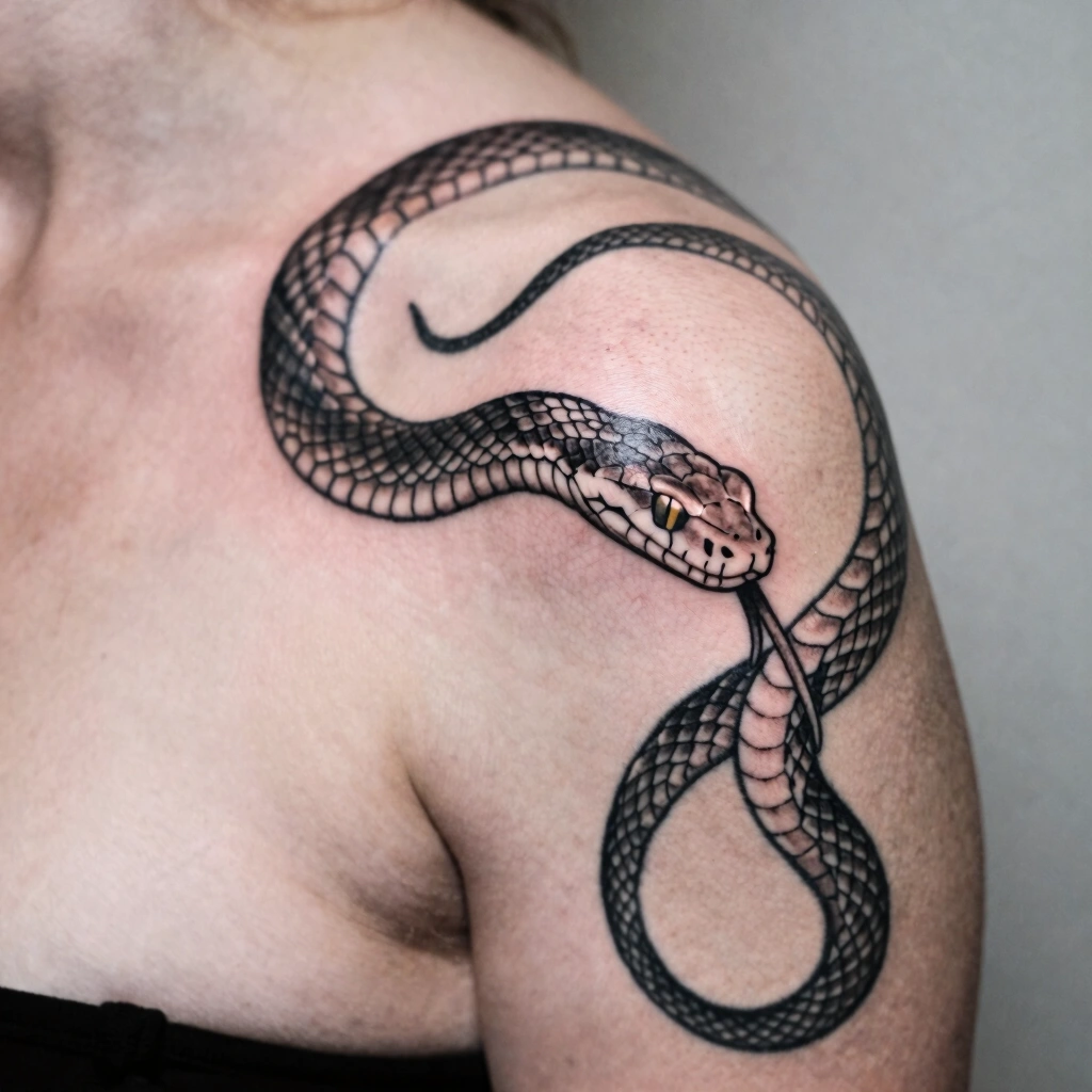 Snake Wrap Shoulder Tattoo