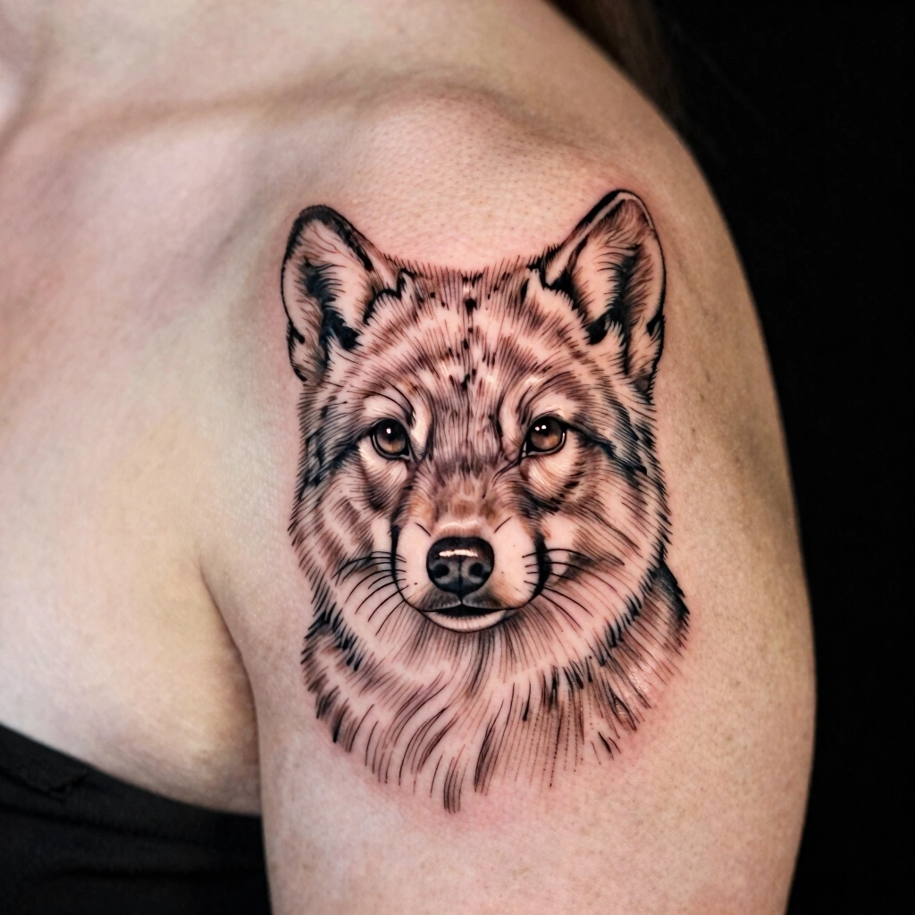 Animal Portrait Shoulder Tattoo