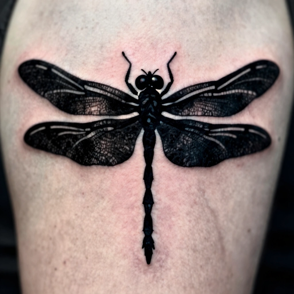 2. Blackwork Dragonfly Silhouette