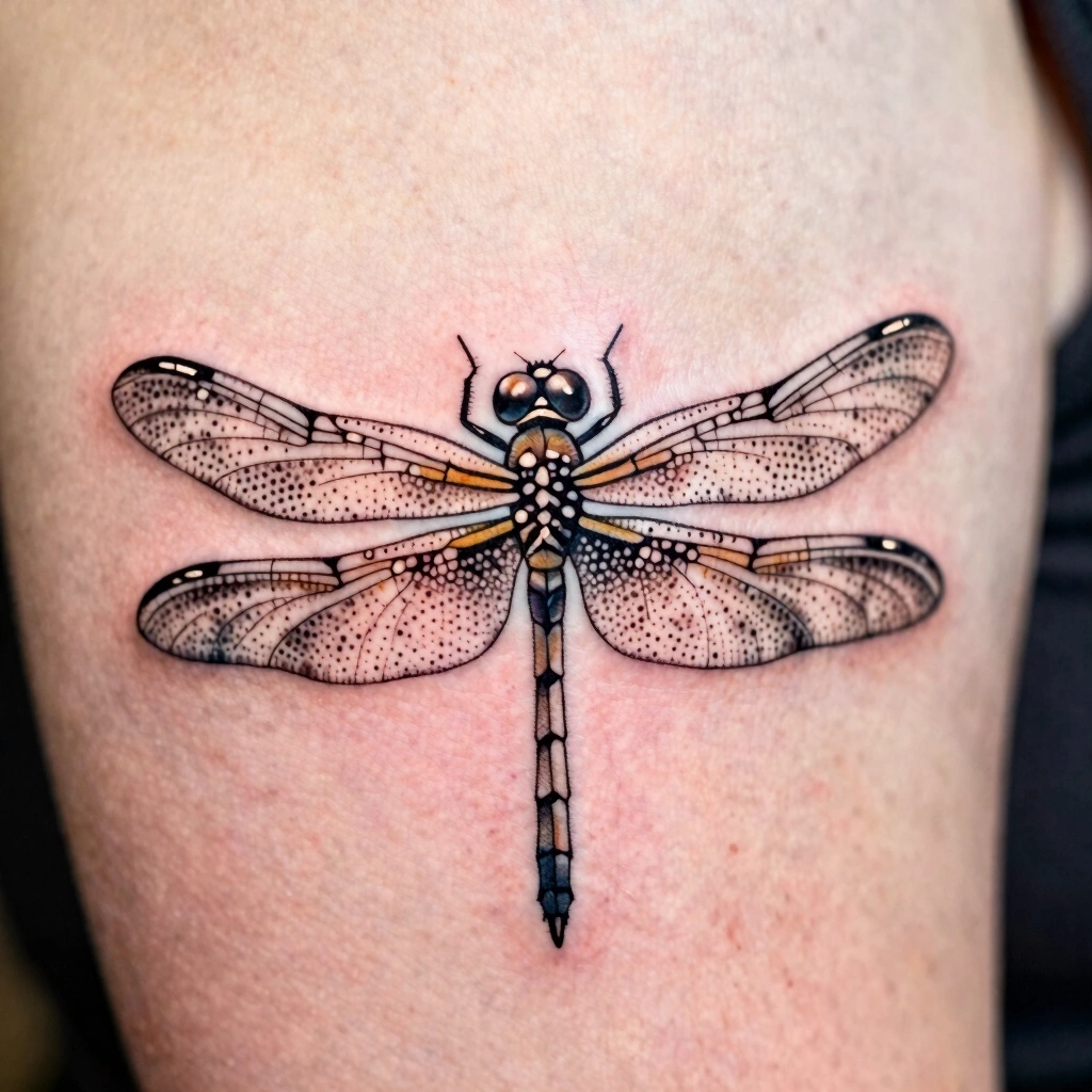 3. Dotwork Dragonfly with Stippled Wings
