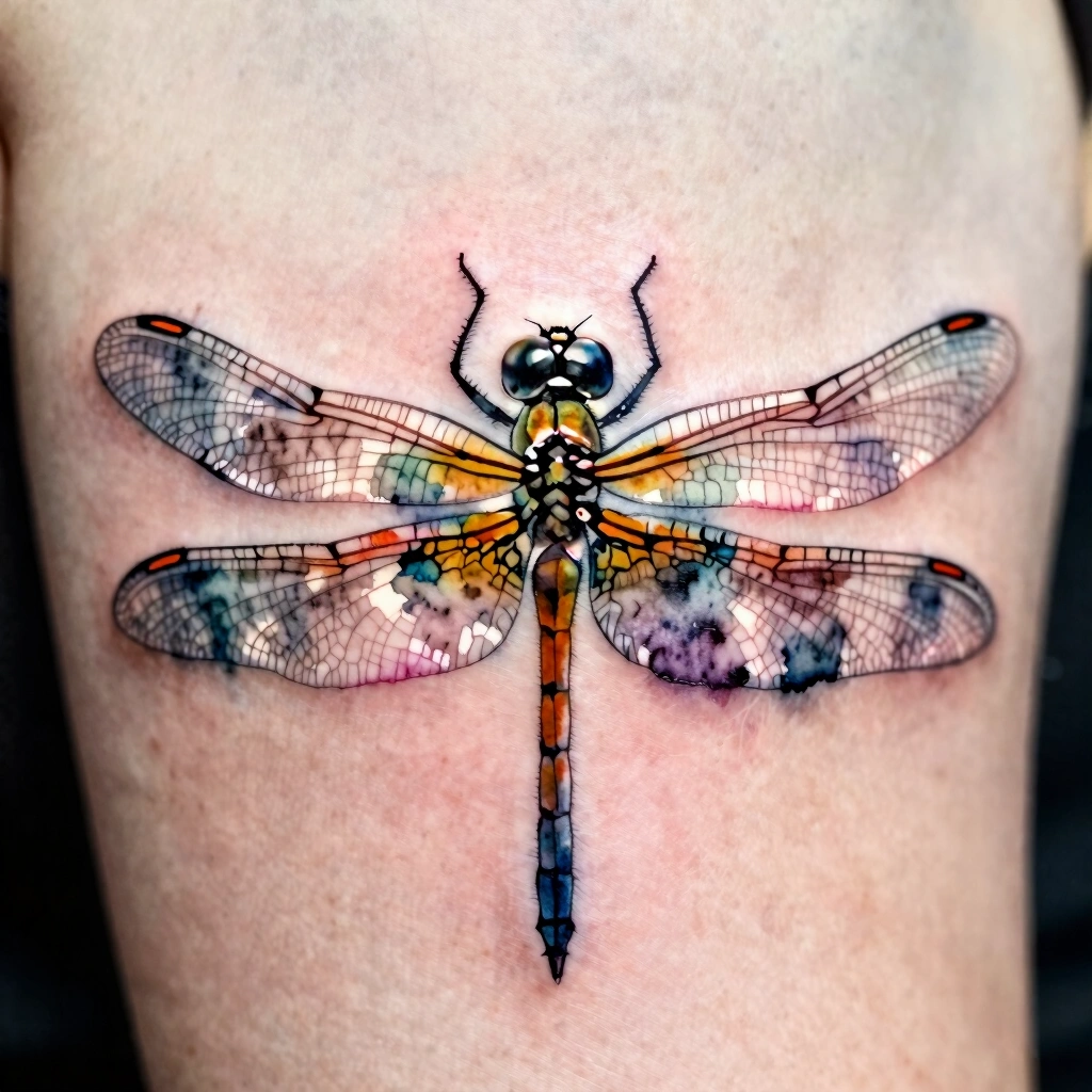 4. Watercolor-Style Dragonfly