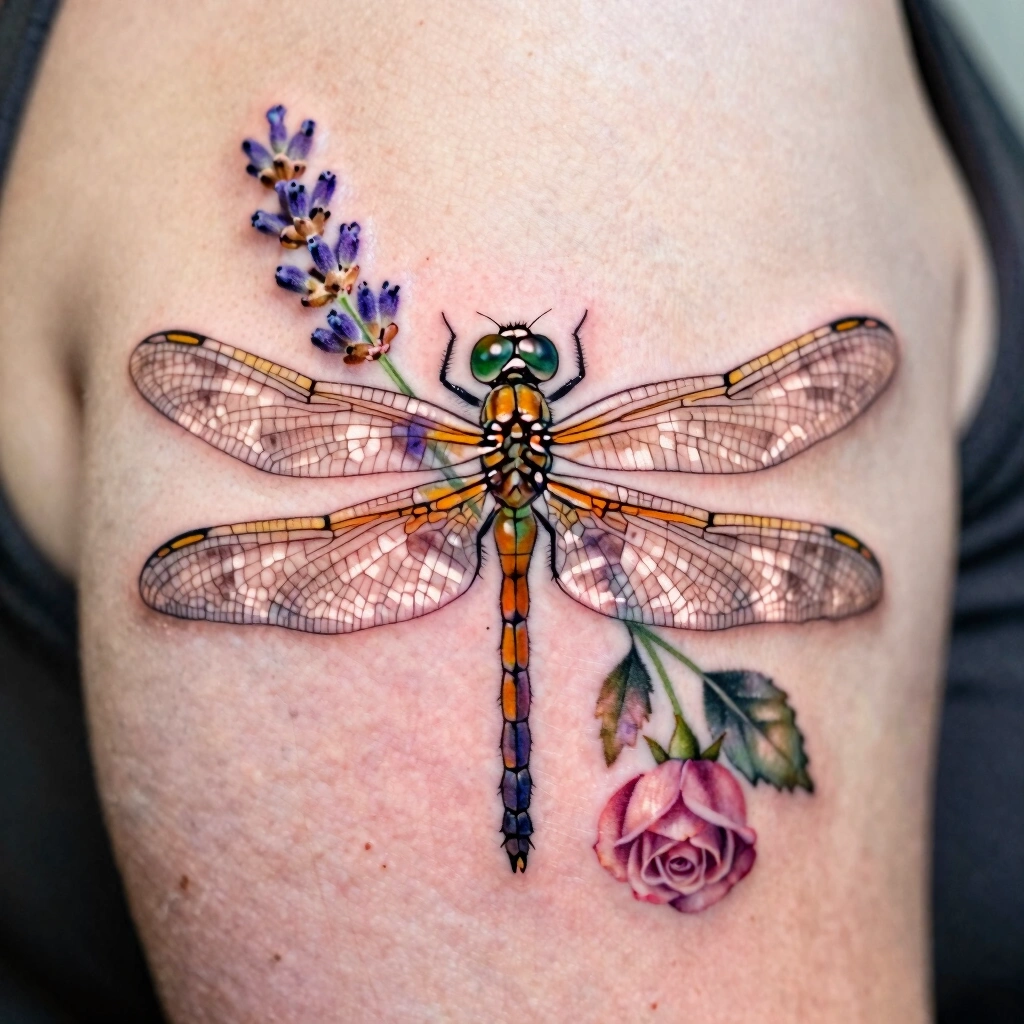 11. Dragonfly with Floral Accents