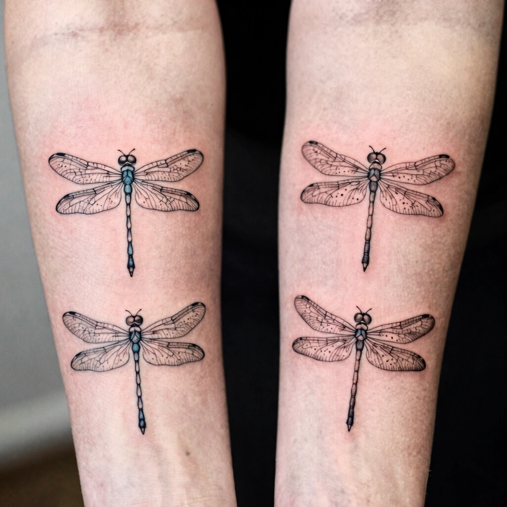 12. Matching Dragonfly Tattoos for Friends or Family