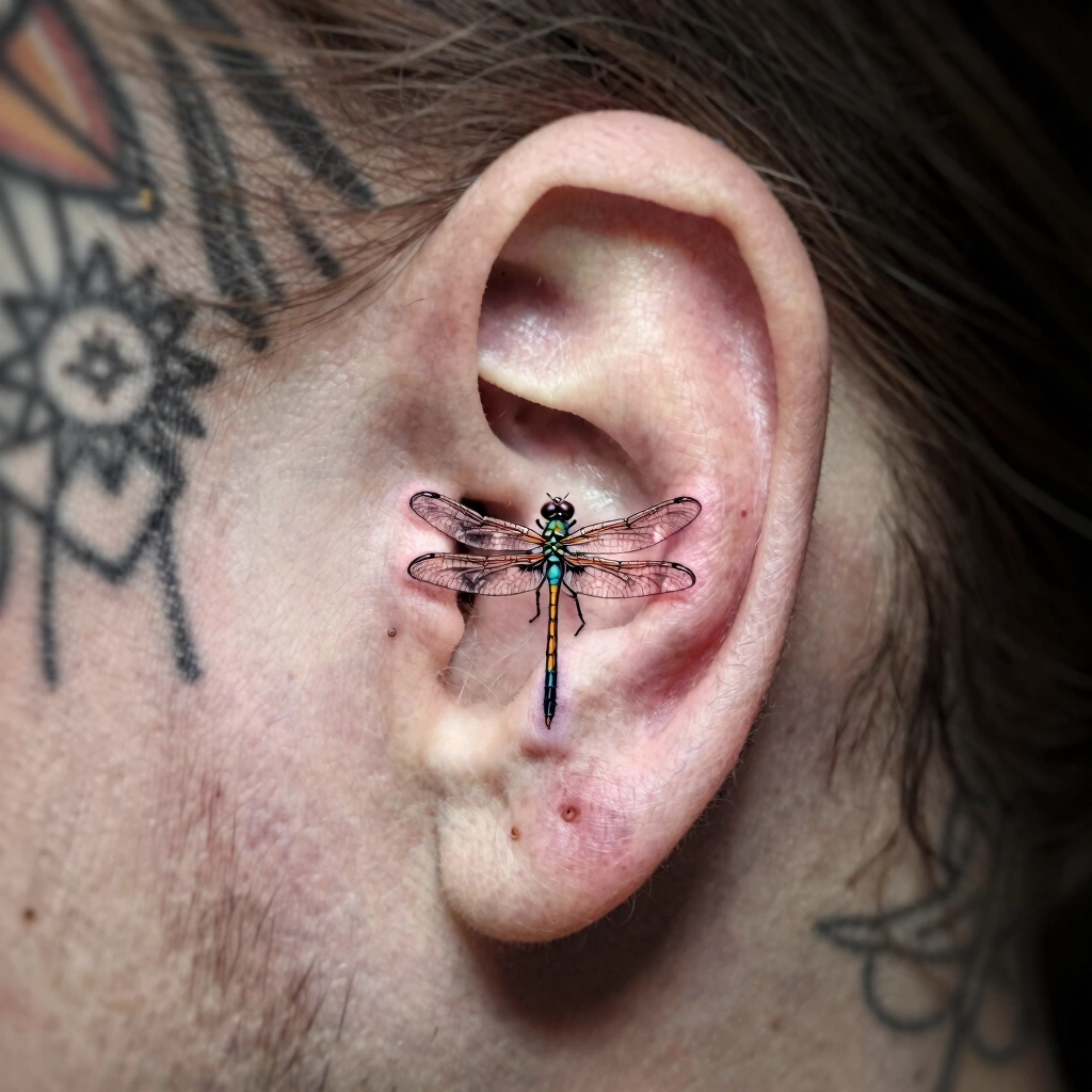 16. Micro Dragonfly Behind the Ear