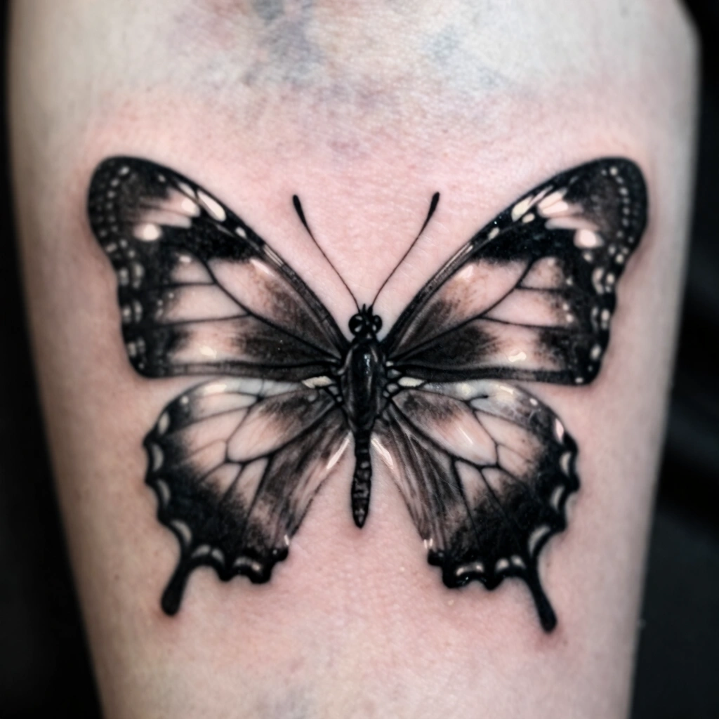 Negative Space Butterfly Tattoo