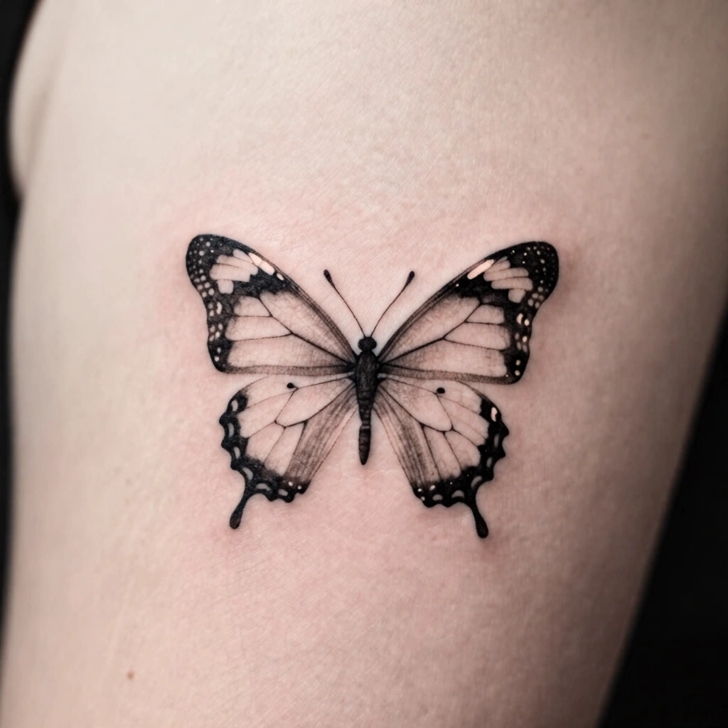 Minimalist Single-Needle Butterfly Tattoo