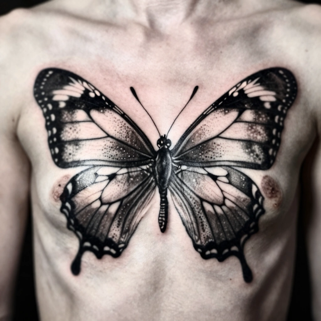 Butterfly Rib Cage Tattoo