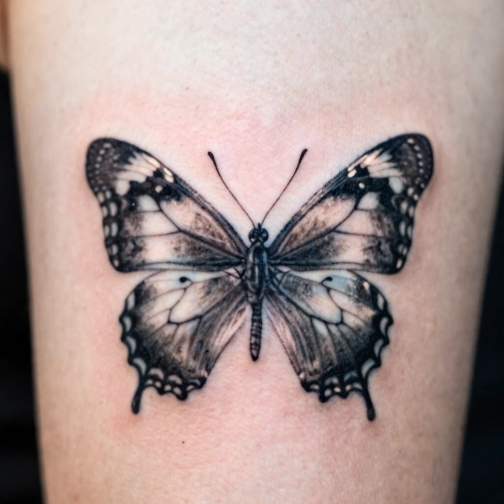 Butterfly With Script Or Quote Tattoo