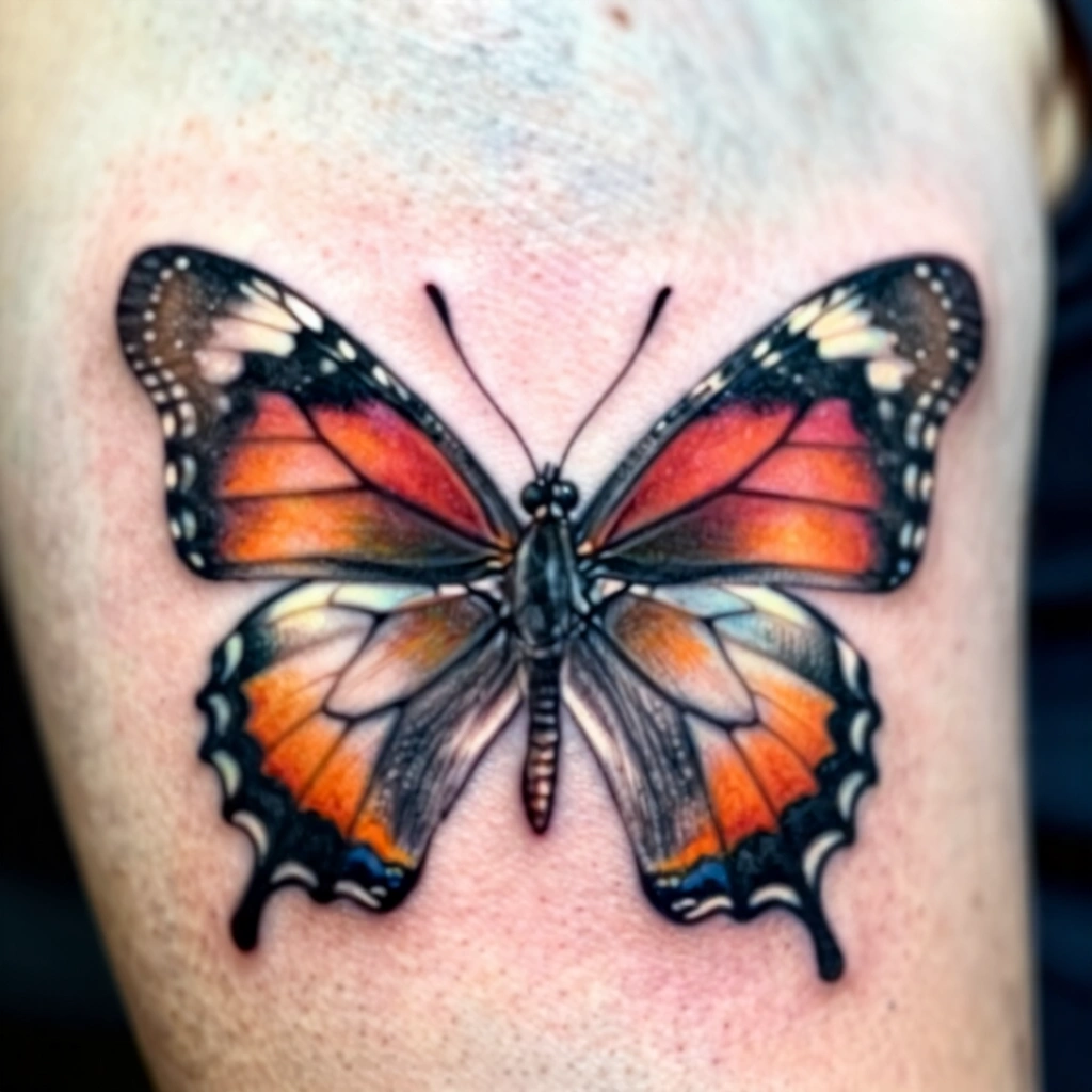 Realistic Illustrative Butterfly Tattoo
