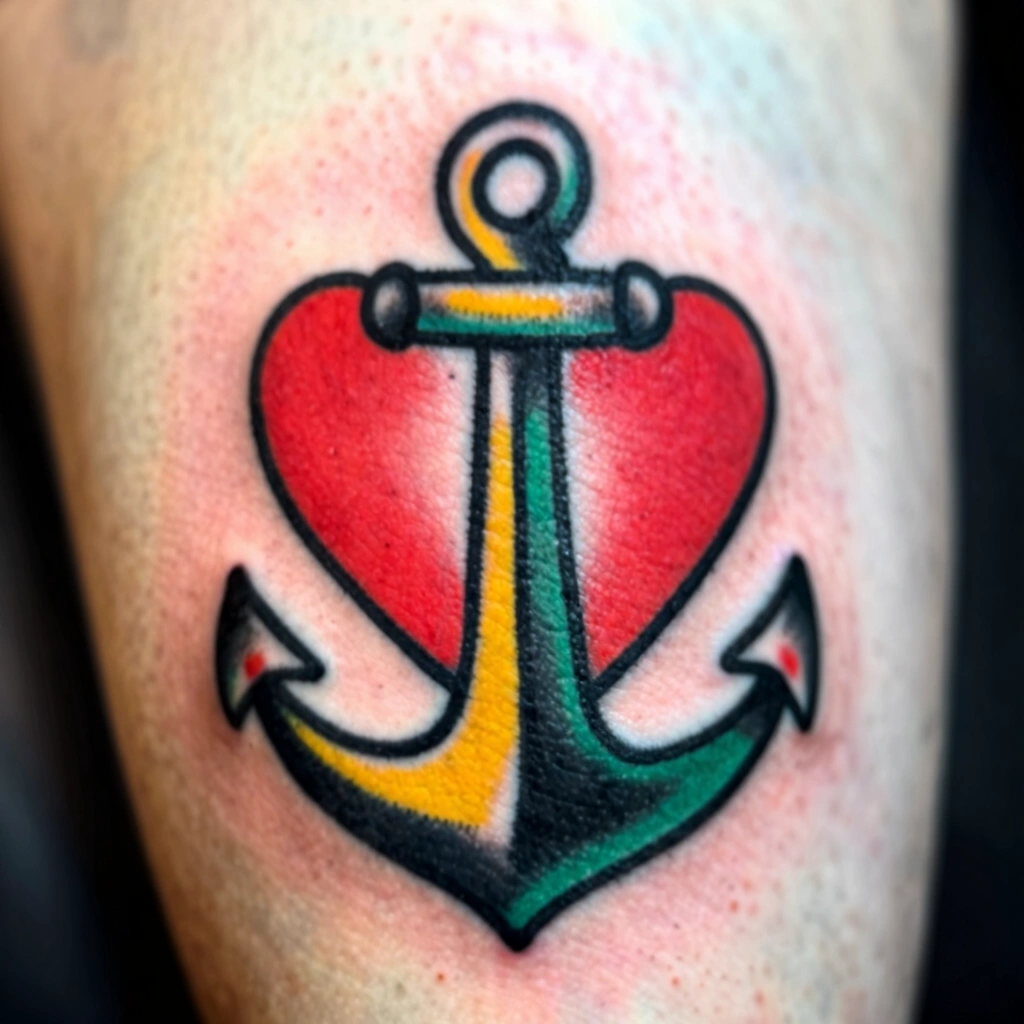 12. Bold Traditional-Style Small Anchor or Heart