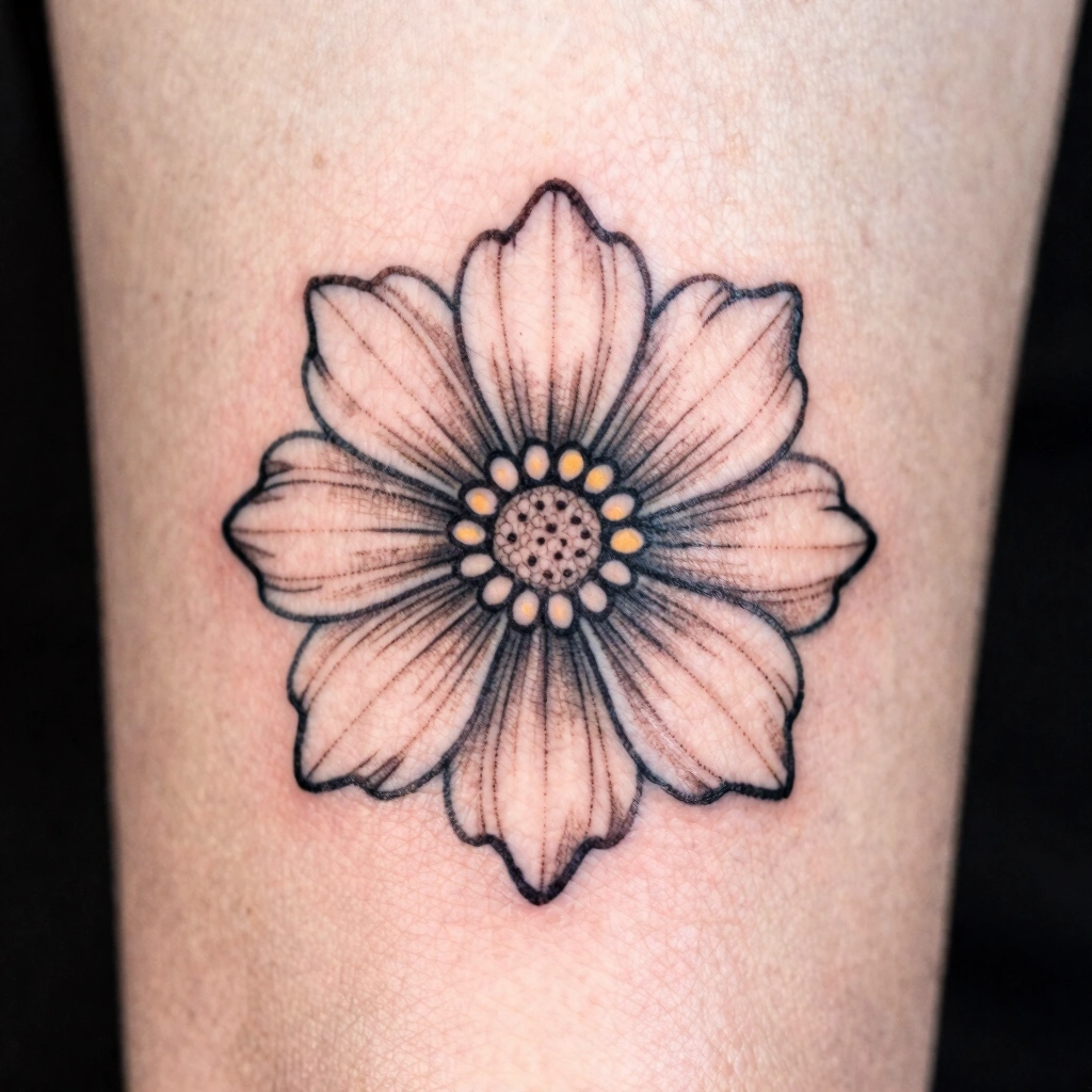 1. Fine-Line Single Flower Tattoo