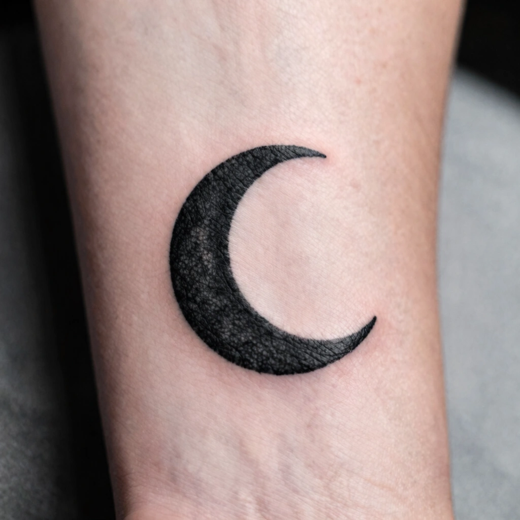 20. Tiny Blackwork Crescent Moon