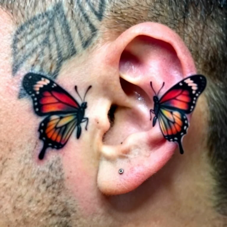 20 Behind the Ear Butterfly Tattoos For Women