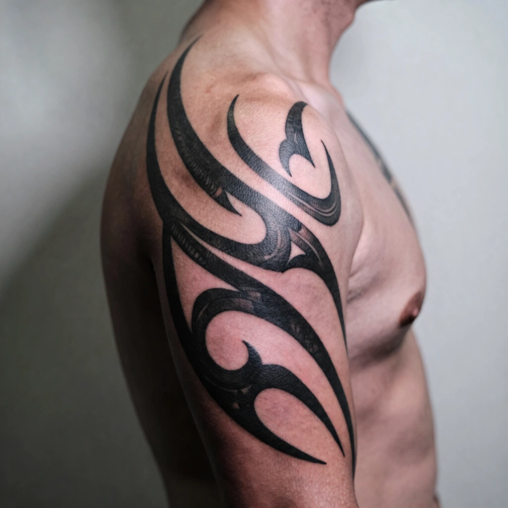 Tribal-Inspired Blackwork Half Sleeve