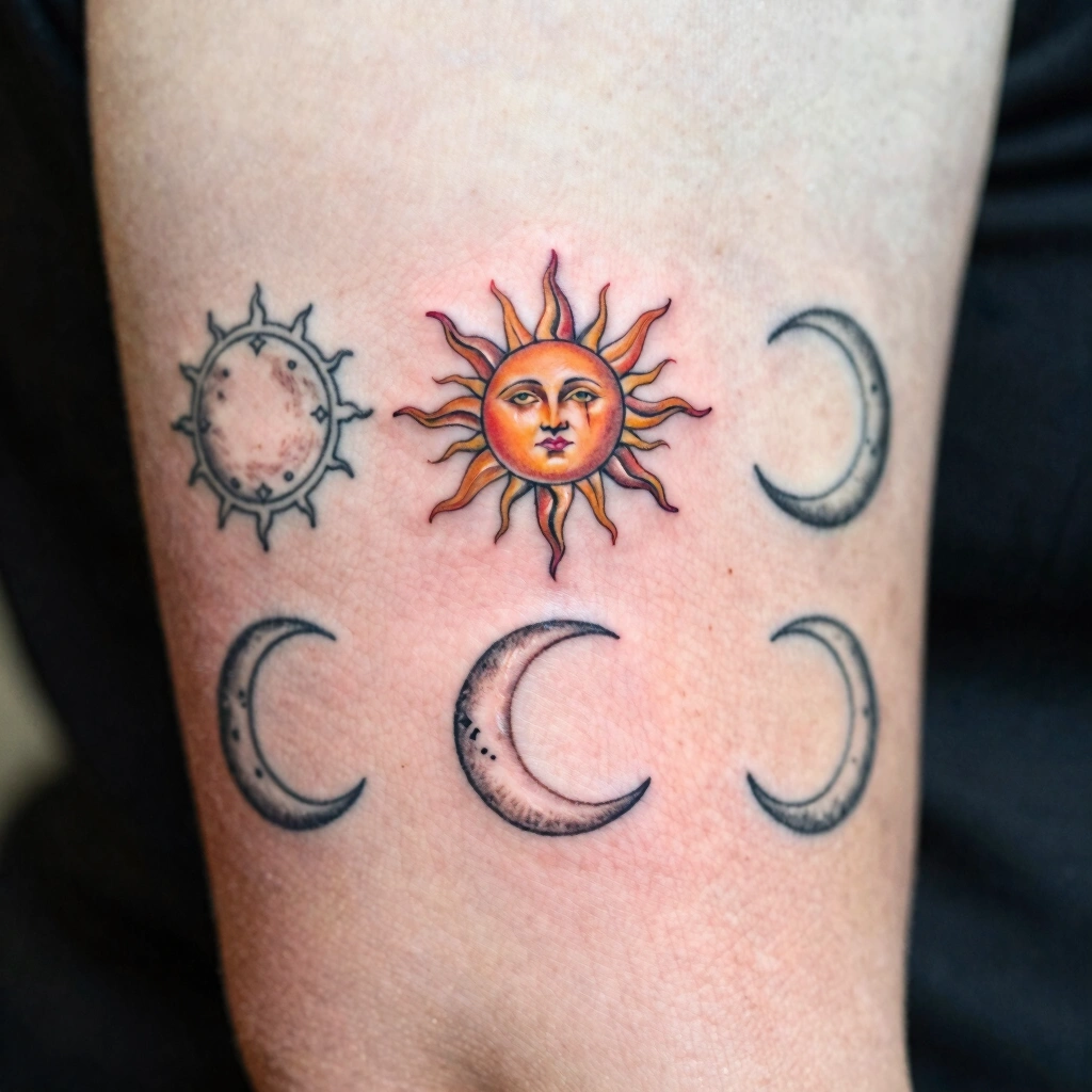 5. Matching Sun and Moon Best Friend Tattoos