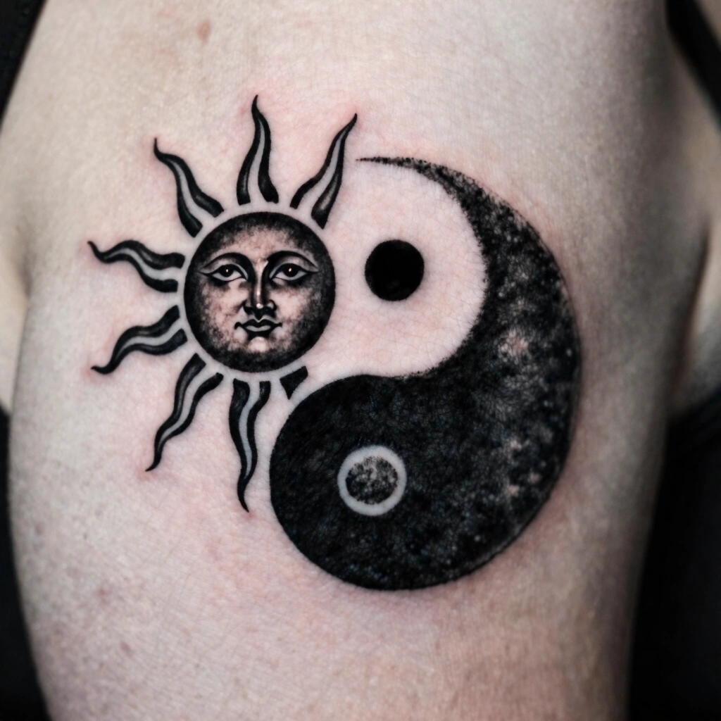 12. Sun and Moon Yin Yang Tattoo