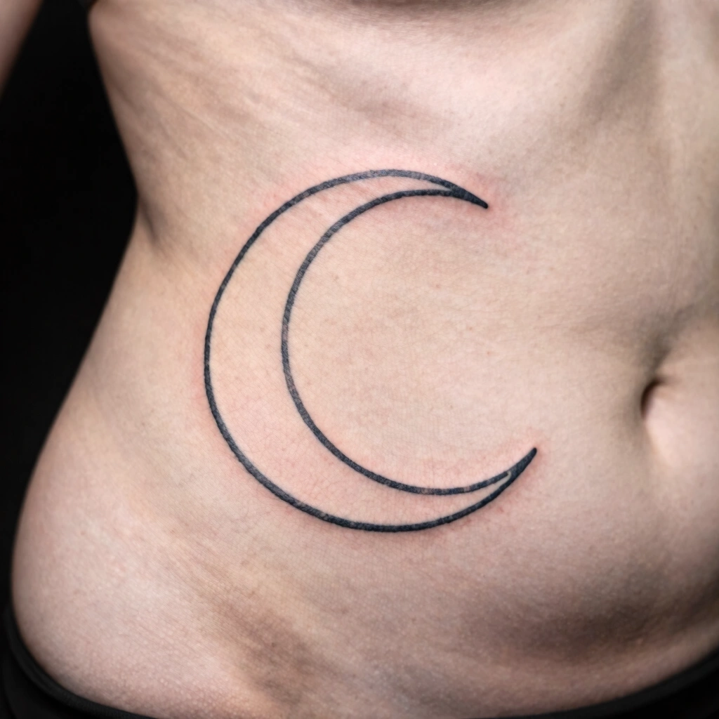 20. Abstract Line Sun and Moon Hip Tattoo