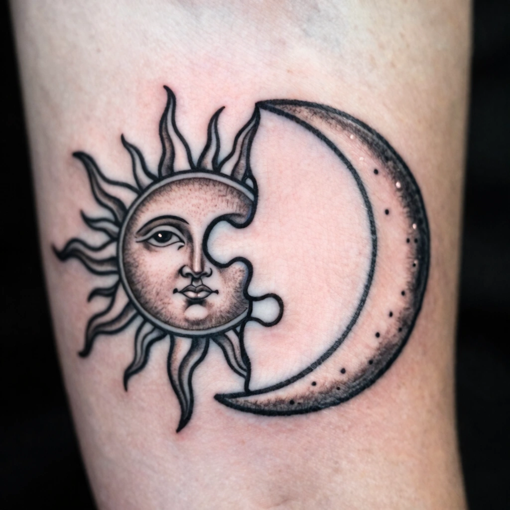 13. Matching Puzzle-Piece Sun and Moon