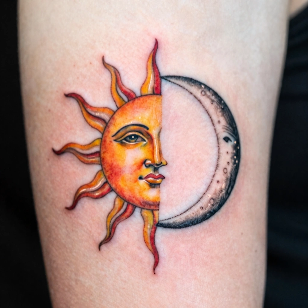 9. Sun and Moon Combined Into One Circular Symbol